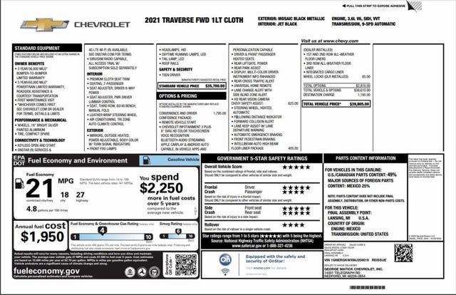 used 2021 Chevrolet Traverse car, priced at $27,559