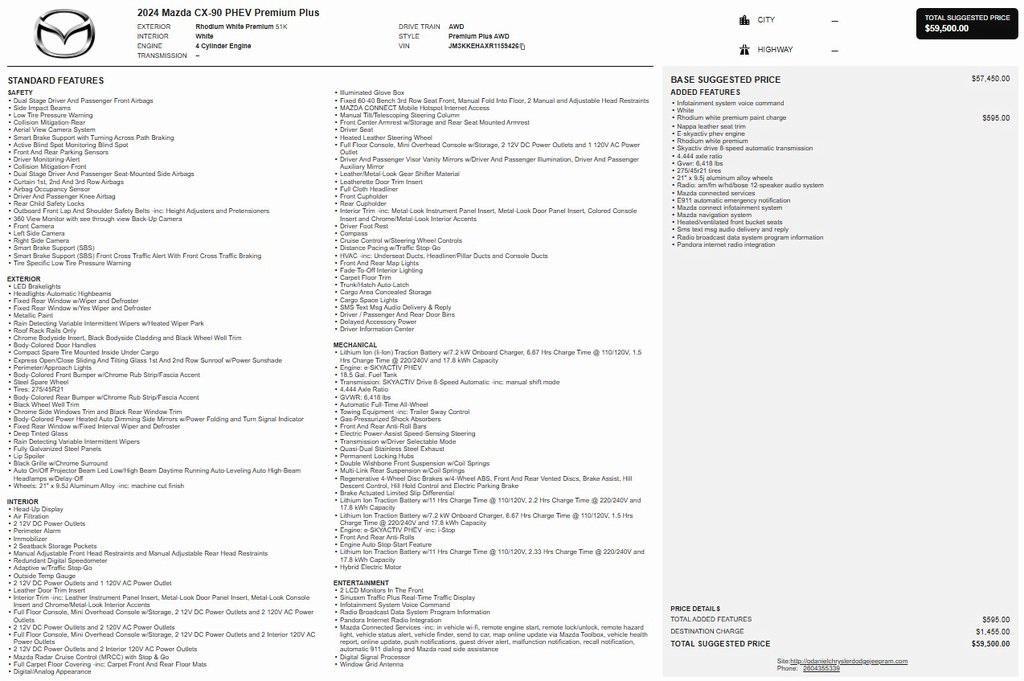 used 2024 Mazda CX-90 PHEV car, priced at $38,570