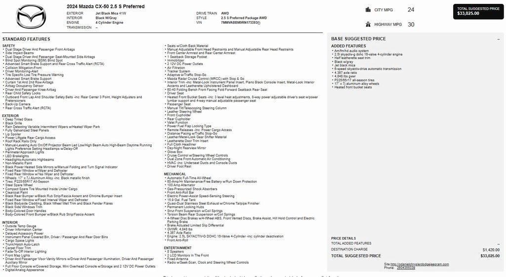 used 2024 Mazda CX-50 car, priced at $25,999