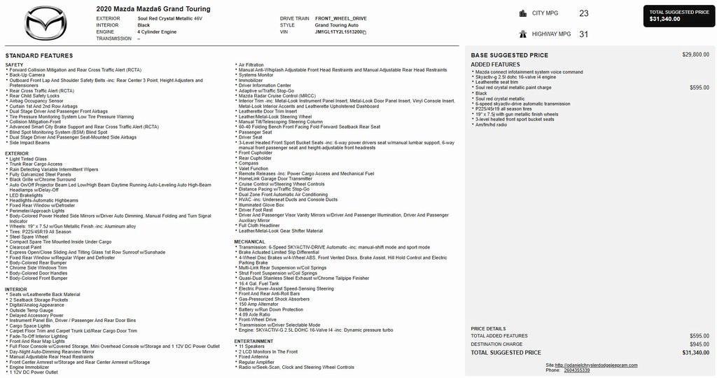 used 2020 Mazda Mazda6 car, priced at $23,646