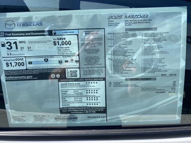 new 2025 Mazda Mazda3 car, priced at $26,150