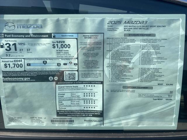 new 2025 Mazda Mazda3 car, priced at $26,895