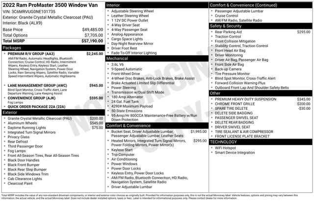 used 2022 Ram ProMaster 3500 car, priced at $79,897