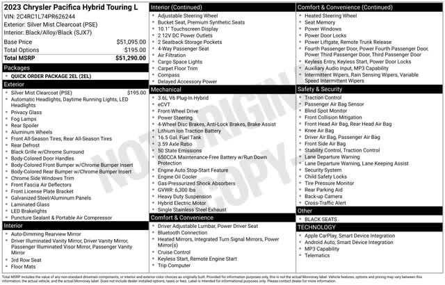 used 2023 Chrysler Pacifica Hybrid car, priced at $27,359