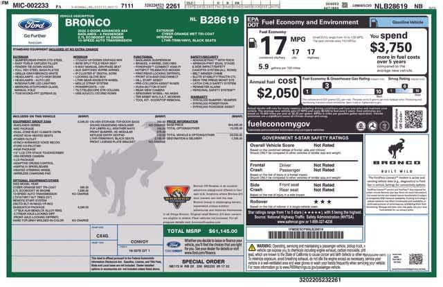 used 2022 Ford Bronco car, priced at $47,997