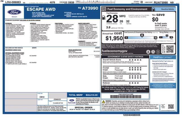 used 2024 Ford Escape car, priced at $29,859