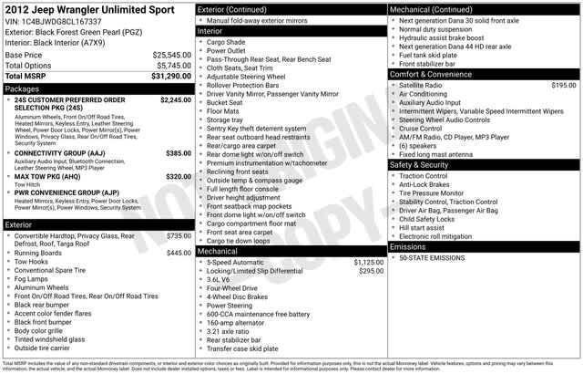 used 2012 Jeep Wrangler Unlimited car, priced at $12,997