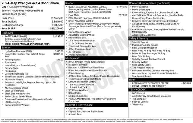 used 2024 Jeep Wrangler 4xe car, priced at $36,667