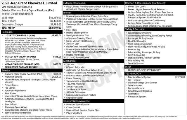 used 2023 Jeep Grand Cherokee L car, priced at $35,497