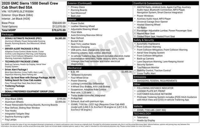 used 2020 GMC Sierra 1500 car, priced at $45,859
