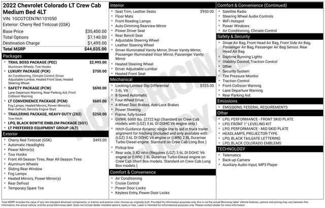 used 2022 Chevrolet Colorado car, priced at $24,177