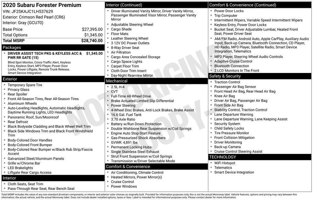 used 2020 Subaru Forester car, priced at $21,940