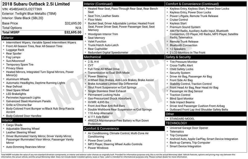 used 2018 Subaru Outback car, priced at $17,990