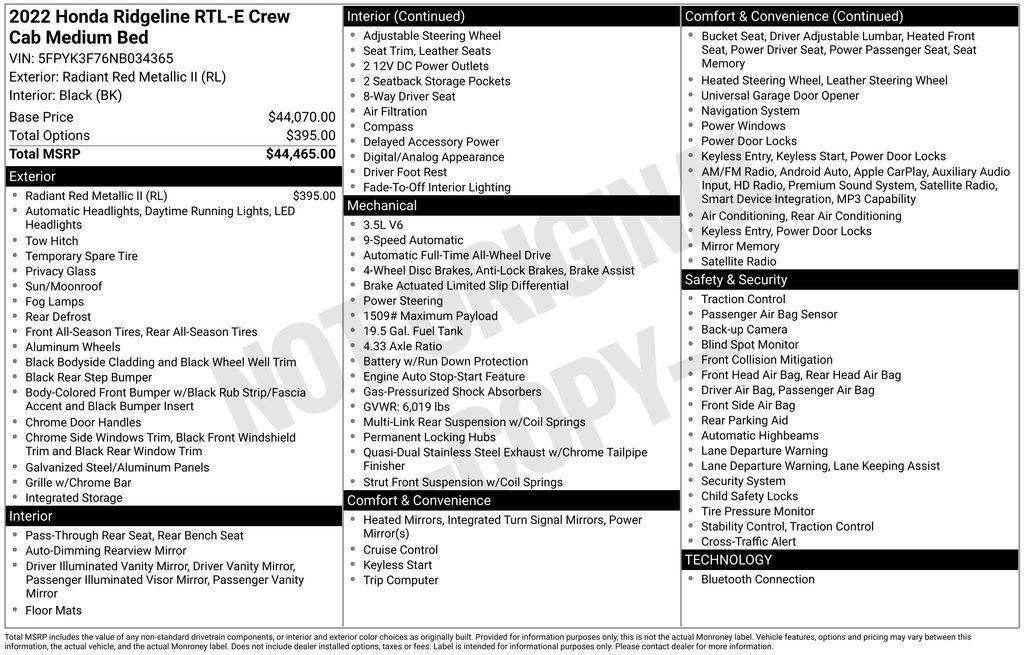 used 2022 Honda Ridgeline car, priced at $35,490