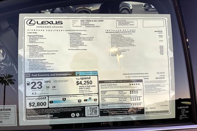 new 2024 Lexus IS 350 car, priced at $51,095