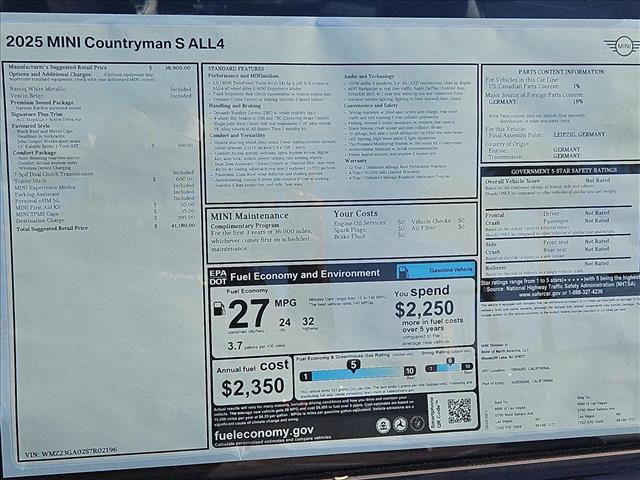 new 2025 MINI Countryman car, priced at $41,180