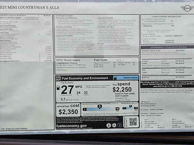 new 2025 MINI Countryman car, priced at $41,470