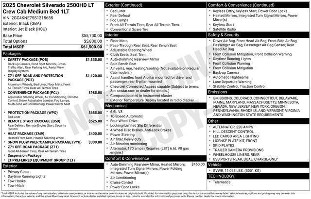 new 2025 Chevrolet Silverado 2500 car, priced at $58,654