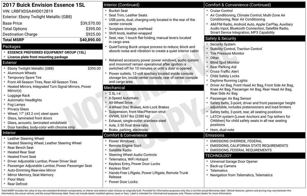 used 2017 Buick Envision car, priced at $15,488