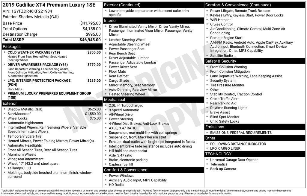 used 2019 Cadillac XT4 car, priced at $23,488