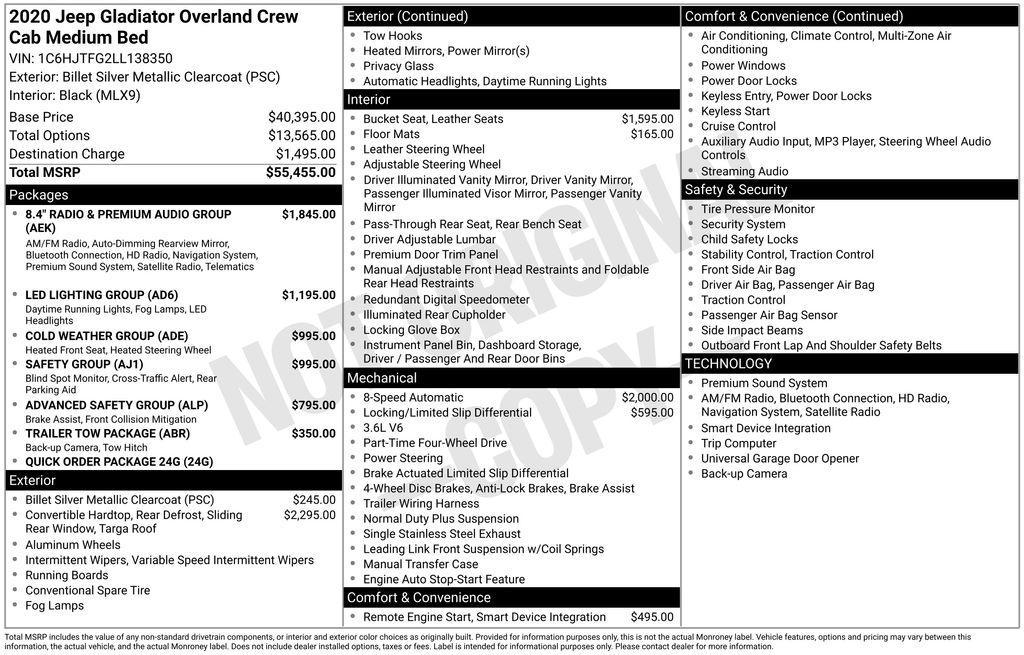 used 2020 Jeep Gladiator car, priced at $29,988