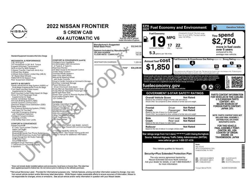 used 2022 Nissan Frontier car, priced at $24,988