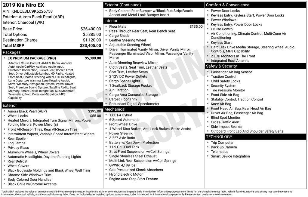 used 2019 Kia Niro car, priced at $10,888