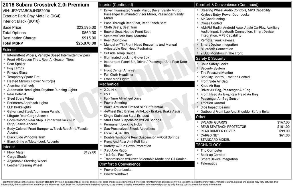 used 2018 Subaru Crosstrek car, priced at $15,488