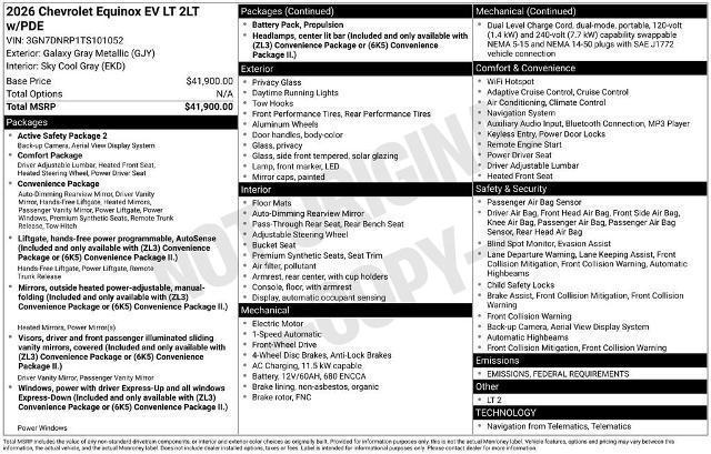 new 2026 Chevrolet Equinox EV car, priced at $39,795