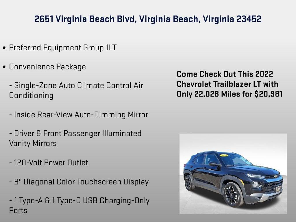 used 2022 Chevrolet TrailBlazer car, priced at $21,222