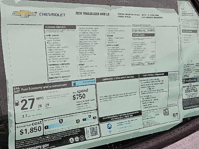 new 2026 Chevrolet TrailBlazer car, priced at $27,585