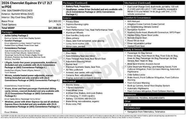 new 2026 Chevrolet Equinox EV car, priced at $39,795
