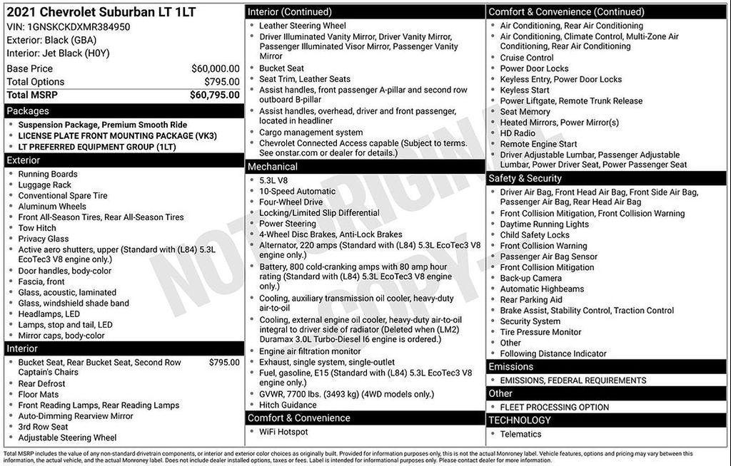 used 2021 Chevrolet Suburban car, priced at $46,980