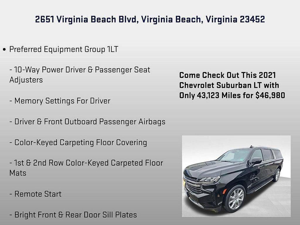 used 2021 Chevrolet Suburban car, priced at $46,980