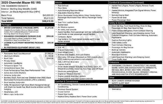 new 2025 Chevrolet Blazer car, priced at $50,065