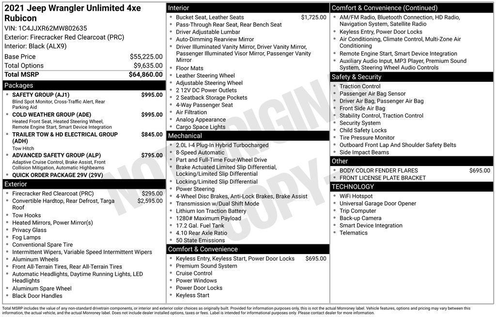 used 2021 Jeep Wrangler Unlimited 4xe car, priced at $34,995