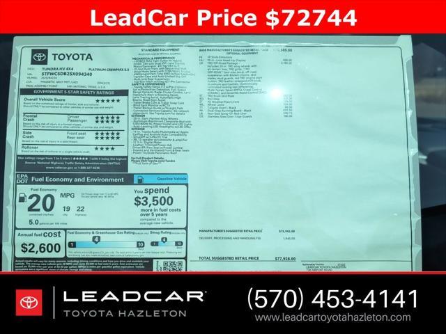 new 2025 Toyota Tundra Hybrid car, priced at $72,744