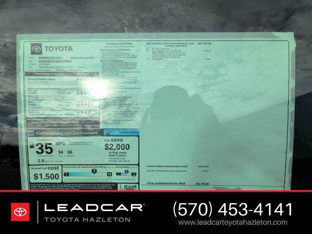 new 2025 Toyota Sienna car, priced at $53,290