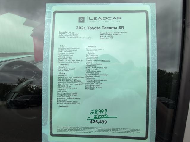 used 2021 Toyota Tacoma car, priced at $26,499