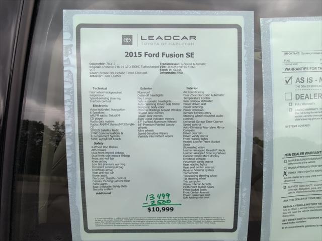used 2015 Ford Fusion car, priced at $10,999