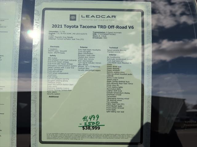 used 2021 Toyota Tacoma car, priced at $38,999