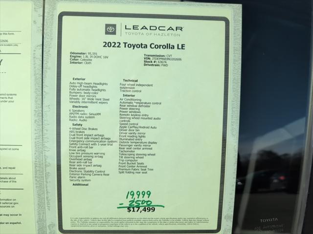 used 2022 Toyota Corolla car, priced at $17,499