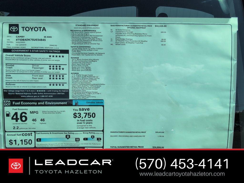 new 2025 Toyota Camry car, priced at $33,795
