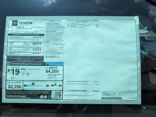 new 2025 Toyota Tundra car, priced at $67,550