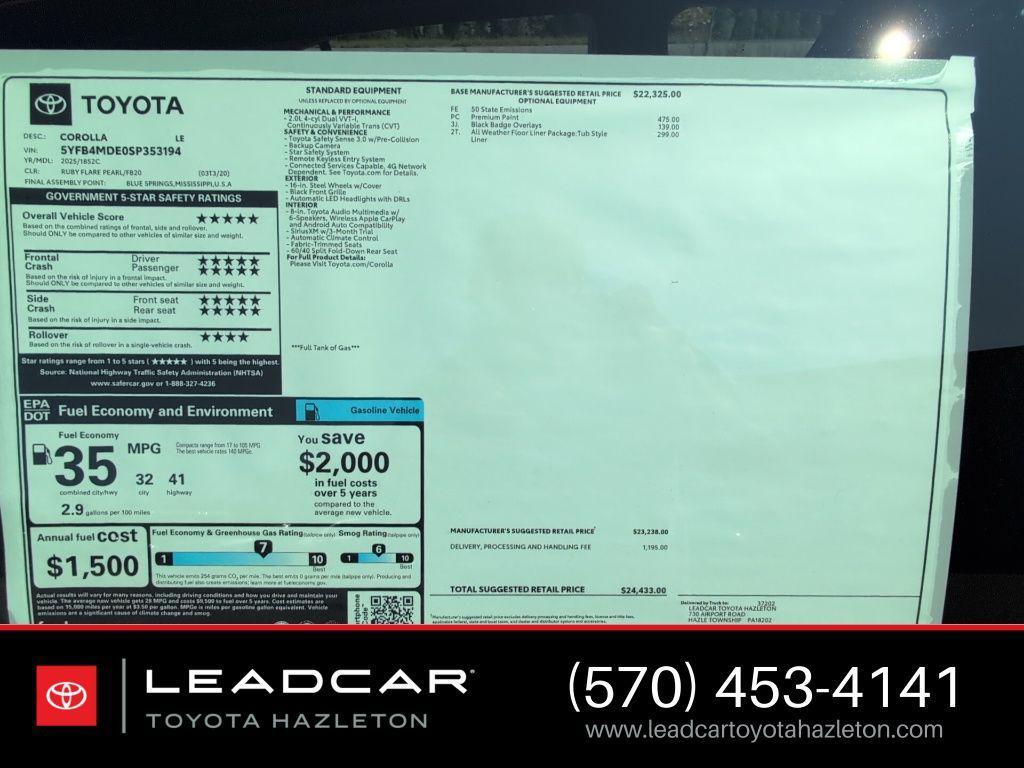 new 2025 Toyota Corolla car, priced at $23,574
