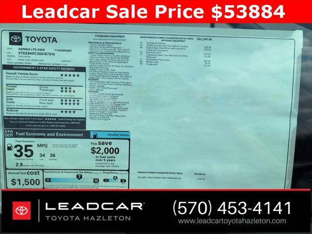 new 2025 Toyota Sienna car, priced at $53,884