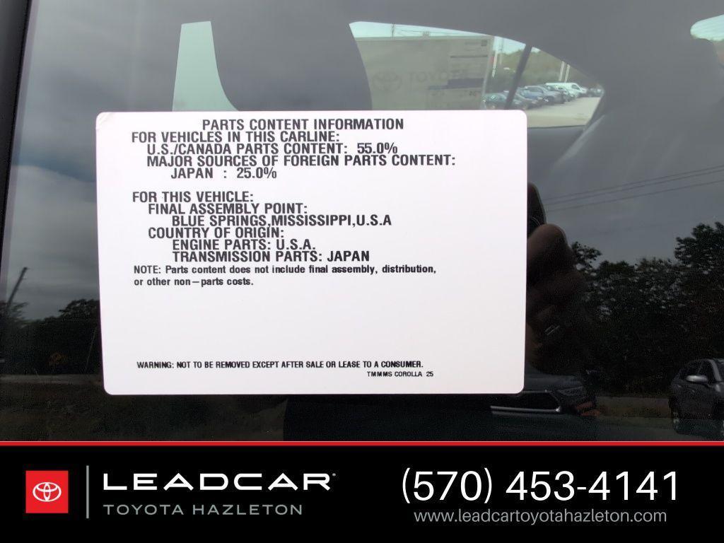 new 2025 Toyota Corolla car, priced at $27,018