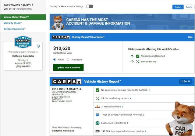 used 2013 Toyota Camry car, priced at $10,495