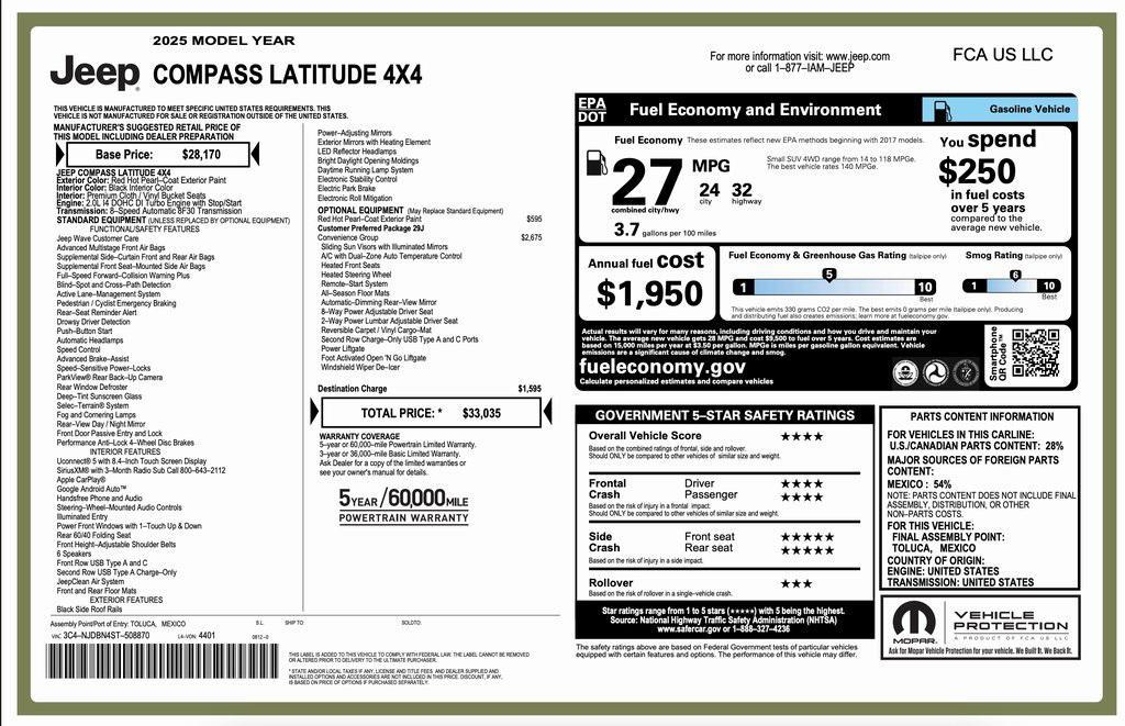 used 2025 Jeep Compass car, priced at $24,794