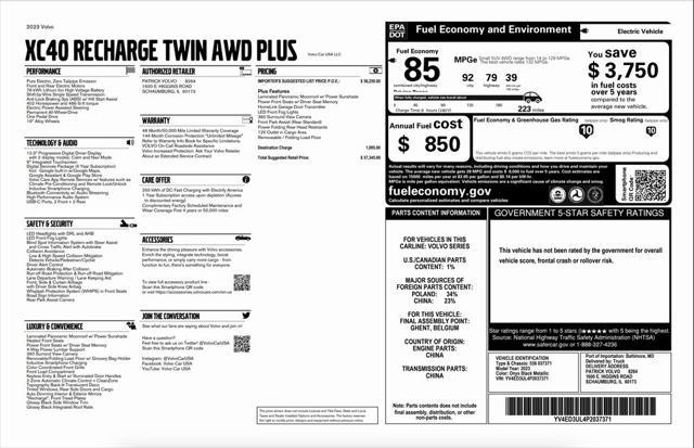 used 2023 Volvo XC40 Recharge Pure Electric car, priced at $31,694